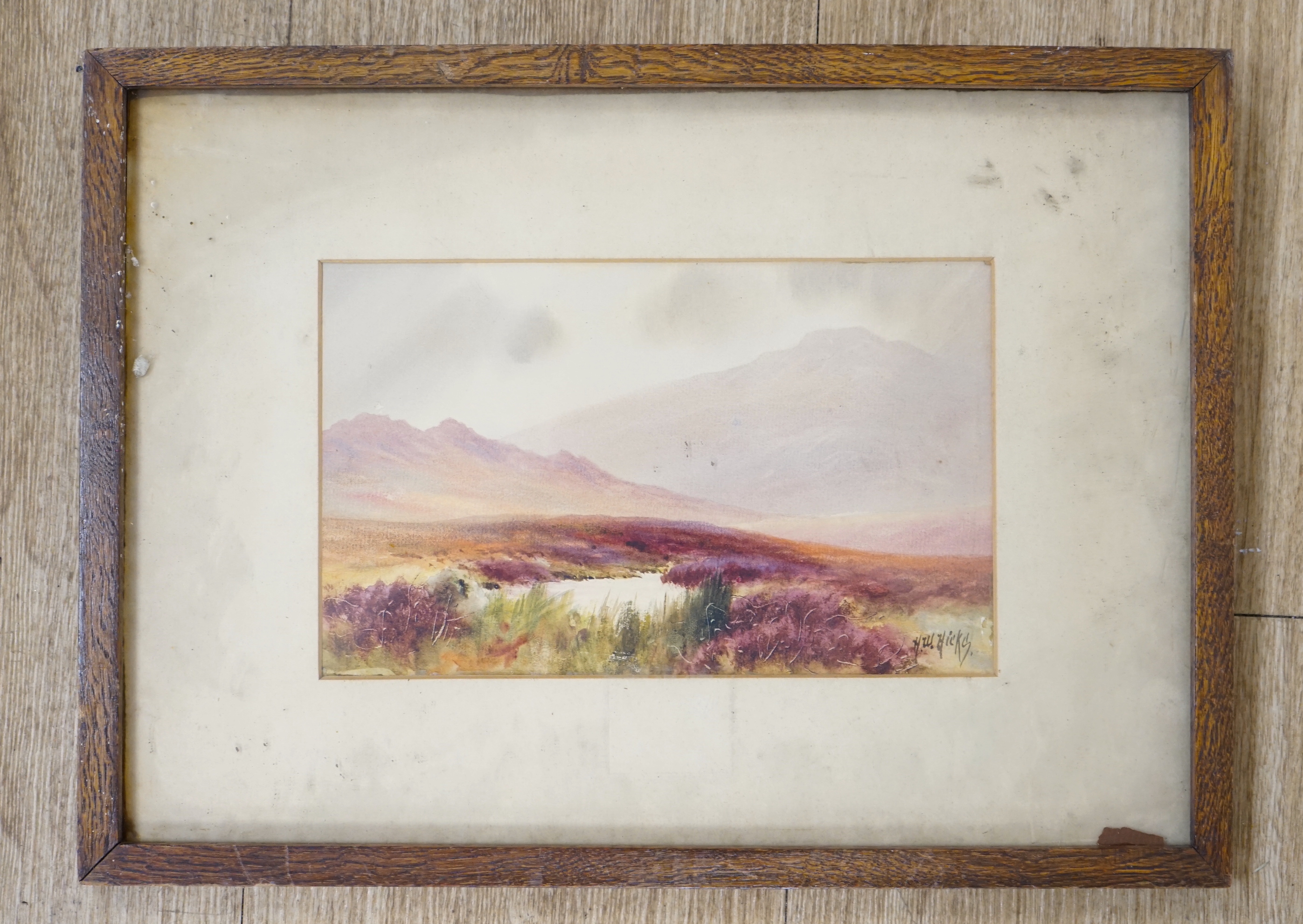 Herbert W. Hicks (1880-1944), watercolour, Moorland scene, signed, 13.5 x 22cm